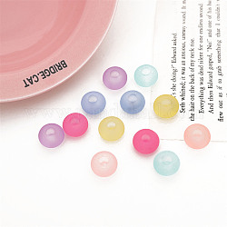Perles acryliques transparentes de style caoutchouté, Perles avec un grand trou   , ronde, couleur mixte, 14x9mm, Trou: 4.9mm