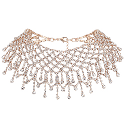 Fingerinspire Kristall-Strass-Lätzchen-Halskette, Luxus geflochtene Halskette für Hochzeitsfeier, Licht Gold, 18.11 Zoll (46 cm), 1pc / box
