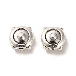 Perles en alliage de style tibétain, sans cadmium et sans plomb, plat rond, argent antique, 9x9.5x6mm, Trou: 1.6mm, environ 571 pcs/1000 g