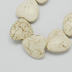 Edelstein Perlen Stränge, synthetische Türkis, Herz, weiß, 24x24x9 mm, Bohrung: 1.5 mm, ca. 70 Stk. / 500 g