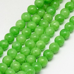 Natural Yellow Jade Beads Strands, Dyed, Round, Lime Green, 4mm, Hole: 1mm, about 95pcs/strand, 15.75 inch