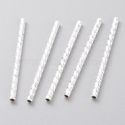Brass Tube Beads, Long-Lasting Plated, Faceted Tube, 925 Sterling Silver Plated, 35x2mm, Hole: 1.2mm