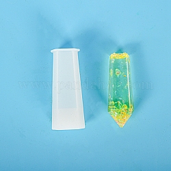 Moules en silicone cristal pendule, moules pendentifs cristaux de quartz, pour la résine UV, fabrication de bijoux en résine époxy, blanc, 2.6x2x6.5 cm, Diamètre intérieur: 0.9x1.3 cm