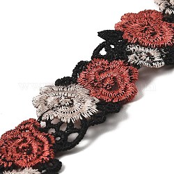 15 Yard Blumen-Polyester-Spitzenband, flacher floraler Spitzenbesatz, für Bekleidungszubehör, Tomate, 7/8 Zoll (22 mm)