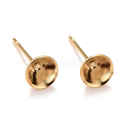 304 Stainless Steel Post Stud Earring Settings, for Pointed Back Chaton Rhinestone, Golden, Fit For 6mm Rhinestone, 6.5mm, Pin: 0.7mm