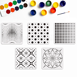 MAYJOYDIY US 1 Set PET Hollow Out Drawing Painting Stencils, for DIY Scrapbook, Photo Album, with 1Pc Art Paint Brushes, Polka Dot Pattern, 300x300mm, 1pc/style