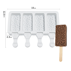 Силиконовые формочки для палочек для мороженого, с 4 стилем прямоугольных полостей, многоразовые формочки для мороженого, белые, 129x180x23 мм, емкость: 45 мл (1.52 жидких унции)