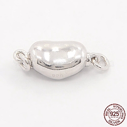 Ювелирные застежки для ожерелья с родиевым покрытием 925 шкатульная застежка из стерлингового серебра, боб, платина, 17x7x5 мм, отверстие : 2 мм