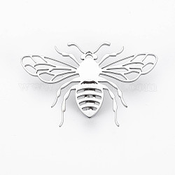 Biene Brosche, 201 Insekt-Anstecknadel aus Edelstahl für Rucksackkleidung, Nickel frei und bleifrei, Edelstahl Farbe, 31.5x49.5x6.5 mm, Stift: 0.7 mm