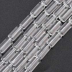 Transparent Clear Glass Tube Beads Strands, about 10mm long, 4mm thick, hole: about 0.5mm, about 32~33pcs/strand, 12 inch