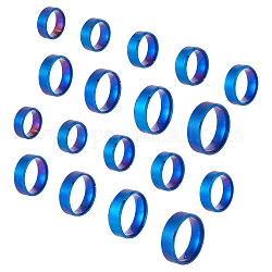 UNICRAFTALE 18pcs 9 Size Blue Titanium Steel Wide Band Finger Ring Matte Laser Inscription Blank Finger Ring Blank Classical Wedding Rings for Jewerly Making