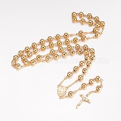 Collares de 201 acero inoxidable, collares de abalorios de rosario, dorado, 25.2 pulgada (64 cm)