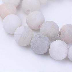Chapelets de perles d'agate naturelle, mat, ronde, teinte, 6~6.5mm, Trou: 1mm, Environ 63 pcs/chapelet, 15.5 pouce