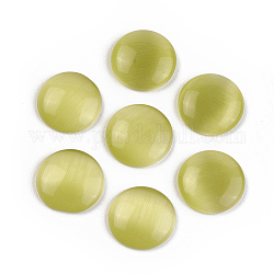 Katzenauge Glas Cabochons, halbrund / Dome, Olive, ca. 10 mm Durchmesser, 2.5 mm dick