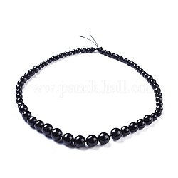 Natürlicher Obsidian mit abgestuften Perlensträngen, Runde, 6~12 mm, Bohrung: 1.2 mm, 63 Stk. / Strang, 18.2 Zoll (46.3 cm)