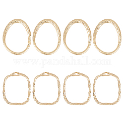 Benecreat 12 anello a catena in vero ottone placcato oro 3k in 18 stili, pendente dell'orecchino ovale, Collegamento dell'orecchino con anello a catena strutturato per la realizzazione di braccialetti, collane e connettori di gioielli fai da te