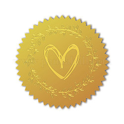 Selbstklebende Aufkleber mit Goldfolienprägung, Medaillendekoration Aufkleber, Herz, 5x5 cm