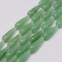 Verde naturale perline avventurina fili, lacrima, 30x10mm, Foro: 1 mm, circa 13pcs/filo, 14.9 pollice (38 cm)