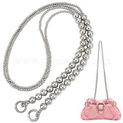 Pandahall elite 1pc plaqué acrylique perle chaîne sac poignée, avec anneaux de ressort, pour les accessoires de remplacement de sac à bandoulière, couleur d'argent, 110 cm