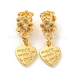 Ciondoli pendenti europei in lega di stile tibetano, Ciondoli di grandi dimensioni, cuore, oro, 27mm, ciondoli:12x10x2mm, Foro: 5 mm