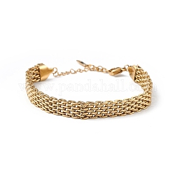 Ion Plating(IP) 304 Stainless Steel Mesh Chain Bracelet, Watch Band Bracelet for Men Women, Golden, 6-3/4 inch(17cm)