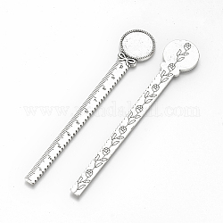 Tibetan Style Alloy Cabochon Setting, Cadmium Free & Lead Free, Ruler/Bookmarks, Antique Silver, Tray: 20mm, 130x22x2.5mm