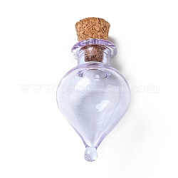 Teardrop-Glaskorken-Flaschenverzierung, Glas leere Wunschflaschen, diy fläschchen für anhänger dekorationen, Flieder, 3.6 cm