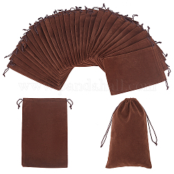 Pochettes rectangle en velours, bonbons sacs cadeaux fête de noël mariage faveurs sacs, brun coco, 23x15 cm