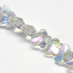 Electroplate Crystal Glass Butterfly Beads Strands, Faceted, Rainbow Color Plated, Clear, 8x10x6mm, Hole: 1mm, about 49pcs/strand, 15.4 inch