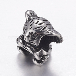 304 Stainless Steel European Beads, Large Hole Beads, Koala, Antique Silver, 13x11x12mm, Hole: 4.5mm
