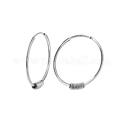 925 серебряные серьги-кольца с родиевым покрытием и бисером для женщин, платина, 33 мм