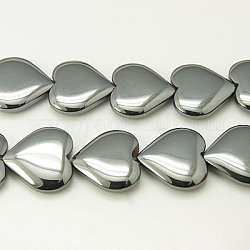 Non magnetici perle ematite sintetico fili, cuore, 20x20x5.5mm, Foro: 1 mm, circa 22pcs/filo, 22.8 pollice