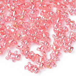 Perles en acrylique transparente, de couleur plaquée ab , ours, Saumon, 16x13x8.5mm, Trou: 2mm, environ 700 pcs/500 g