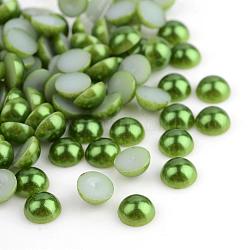 Cabochons en plastique abs, perle d'imitation, demi-rond, vert olive, 4x2mm, environ 10000 pcs / sachet 