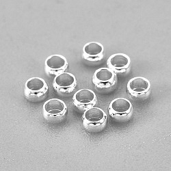 201 Edelstahl-Abstandhalter-Perlen, Rondell, Silber, 2x1 mm, Bohrung: 1 mm