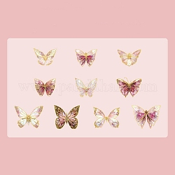 20 Uds. 10 estilos de pegatinas decorativas de mariposa impermeables de pvc con estampado en caliente, calcomanías de mariposas autoadhesivas, para diy scrapbooking, rosa, 150x100mm, 2 piezas / style
