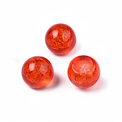Cabochons acryliques translucides, avec du fil d'acier, ronde, rouge-orange, 16x14mm
