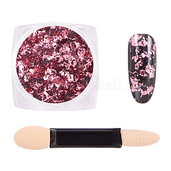 Láminas en escamas nail art glitter powder, decoración de uñas, con un cepillo, flamenco, 30x30x17mm, aproximamente 0.3 g / caja