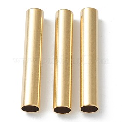 Brass Tube Beads, Long-Lasting Plated, Tube, Real 24K Gold Plated, 35x6mm, Hole: 5mm