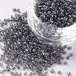Glass Seed Beads, Trans. Colours Lustered, Round, Gray, 2mm, Hole: 1mm, 3333pcs/50g, 50g/bag, 18bags/2pounds