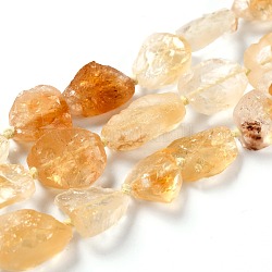 Grobe natürliche Citrin Perlen Stränge, Nuggets, 10~14x9~11x4.5~7 mm, Bohrung: 0.8 mm, ca. 30 Stk. / Strang, 16.14'' (41 cm)
