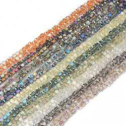 Chapelets de perles en verre transparent électrolytique, de couleur plaquée ab , plat et circulaire avec rose, couleur mixte, 6x4mm, Trou: 0.8mm, Environ 110 pcs/chapelet, 25.98 pouce (66 cm)
