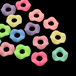 Donut peint à la bombe acrylique fluorescent anneaux de liaison, couleur mixte, 12x12x3mm, Trou: 5mm, environ 2320 pcs/500 g