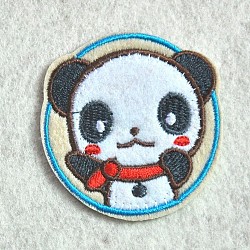 Computergesteuerte Stickerei Stoff zum Aufbügeln / Aufnähen von Patches, Kostüm-Zubehör, Applikationen, flach rund mit Panda, Farbig, 55 mm