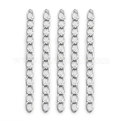 Iron Ends with Twist Chains, Silver, 45~55x3.5mm, Links: 5x3.5x0.8mm