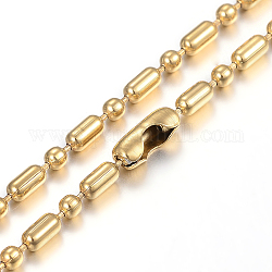 304 creazione di collane a catena con sfere in acciaio inossidabile, ovale e rotonda, oro, 29.5 pollice (75 cm), 2.3mm