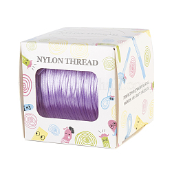 Hilo de nylon, Cordón de satén de cola de rata, púrpura medio, 1.0mm, alrededor de 76.55 yarda (70 m) / rollo