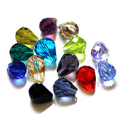Imitazione branelli di cristallo austriaco, grado aaa, sfaccettato, goccia, colore misto, 6x8mm, Foro: 0.7~0.9 mm