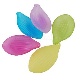 Mixed Translucent Frosted Acrylic Pendants, Leaf, Size: about 49mm long, 27mm wide, 9mm thick, hole: 2mm