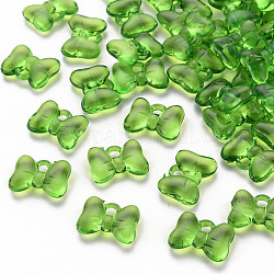 Ciondoli arilico trasparente, bowknot, verde, 13.5x18x5.5mm, Foro: 2.5 mm, circa 625pcs/500g